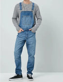 Jumpsuits Men Casual Stitching Spaghetti Strap Jeans Men Washed Straight-Leg Denim Jumpsuits