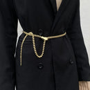 Black coat with a gold belt on a plain background, Obroi