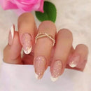 24pcs French White Spot Seamless Removable Nails Capsule Full Cover Waterproof Nails Set Press On Nail