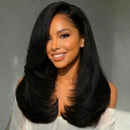 Side Part Layered Cut Light Straight 7x5 Lace Human Hair Wig Short Bob Wigs