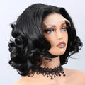 Black wig with a lace front on a white background, Obroi