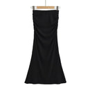 Basic Long Skirt Women Trumpet Vintage Elegant Bodycon Skirts High Waisted Casual Clothing