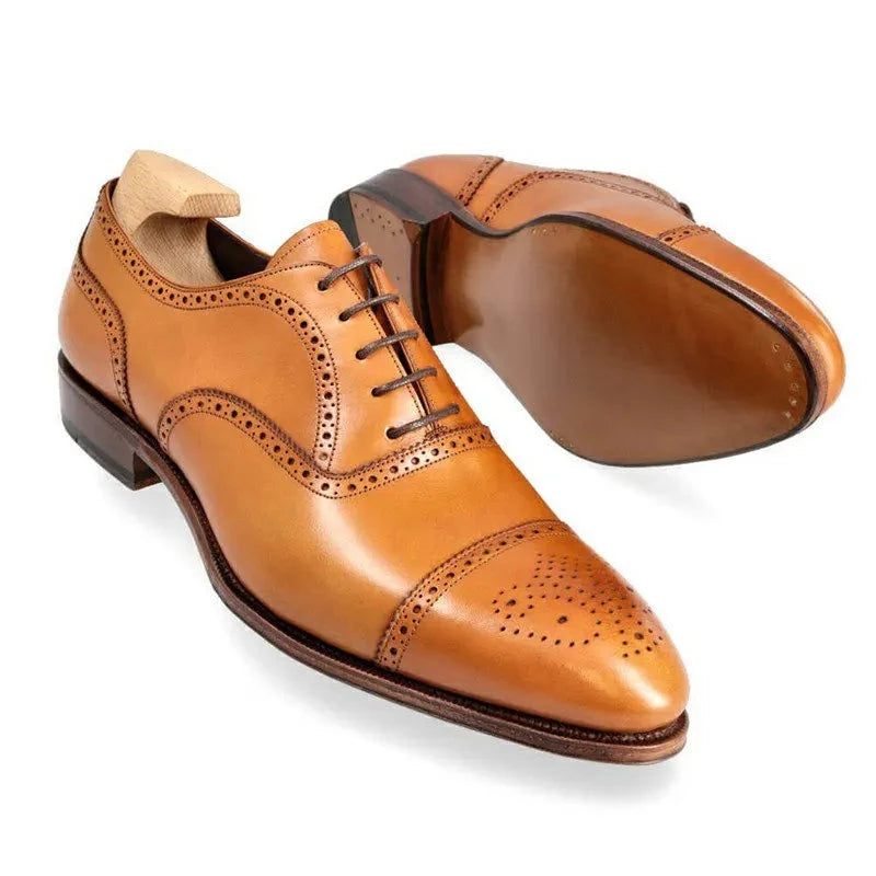 Oxford Brogue Man Business Shoes Solid Office Designer Best Man Shoe Handmade Genuine Leather Men Shoes