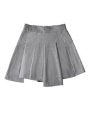 Women Summer Irregular Shorts Skirts Preppy Mid Waist Zipper Fly Chic Sweet Mini Skirt