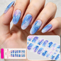 16Tips Shimmer Gradient Marble Gel Nail Wraps No-Bake Semi-Cured Glossy Nail Stickers Full Cover Adhesive Stickers for Nails Art