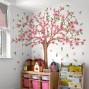 Pink Flower Tree Wall Stickers Home Decoration Removable Wallpaper Kids Room Girl Bedroom Wall Art Mural Decal