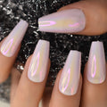 Iridescent nail polish on a hand with a glittery black background, Obroi