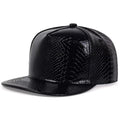 Black snakeskin-patterned cap on a white background, Obroi
