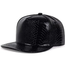 Black snakeskin-patterned cap on a white background, Obroi