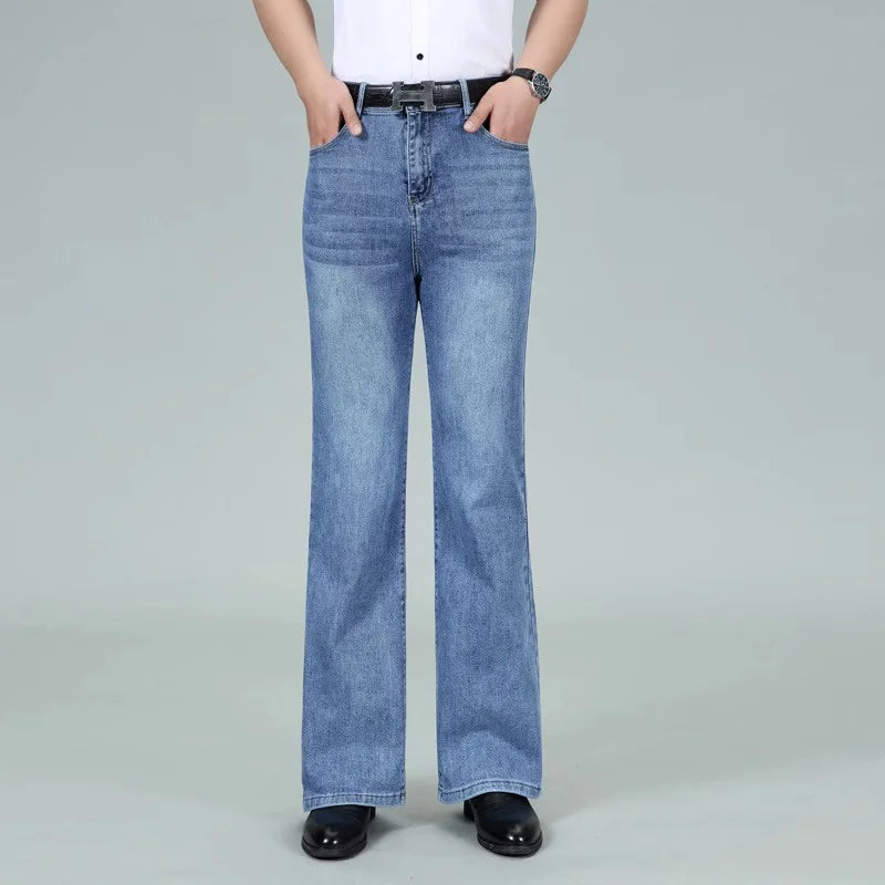 Men's Flared Jeans Boot Cut Leg Flared Classic Denim Jeans Light blue Jeans