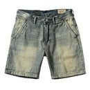Men Casual Denim Shorts Men Summer Outerwear Slim Fit Washed Retro Quarter Pants