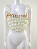 Women's Pearl Chain Suspender Camis Tops