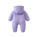Newborn Girl Jumpsuit Solid Color Hooded Coat with Baby Jumpsuit Cute Winter