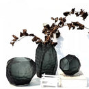 Manual Grinding Carved Glass Vase Tabletop Flower Vase Home Decoration