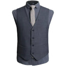 Obroi Gray checkered vest with a tie on a white background