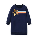 Autumn Spring Stars Beading Princess Girls Dresses Long Sleeve Children's Clothing Birthday Party