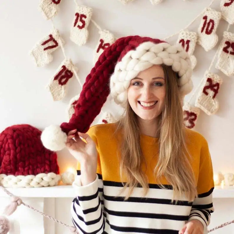 Children Hats Woolen Christmas Hats for Kids Adult Baby Family Matching Outfits Knitted