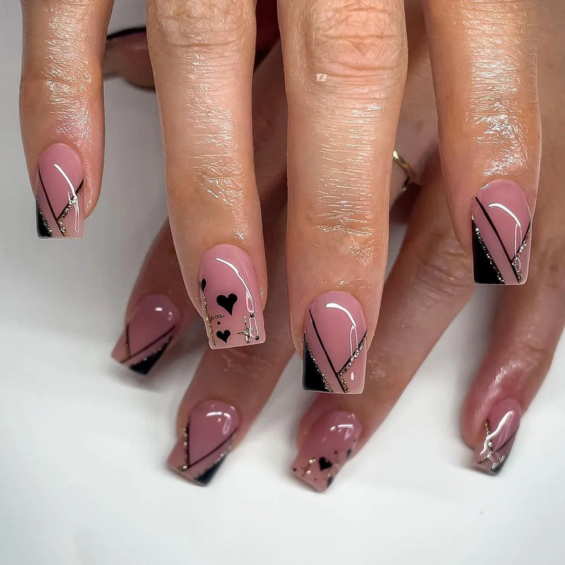 Leaves Nail Art Jade White Square Fake Nails Detachable Finished False Nails Press on Nails