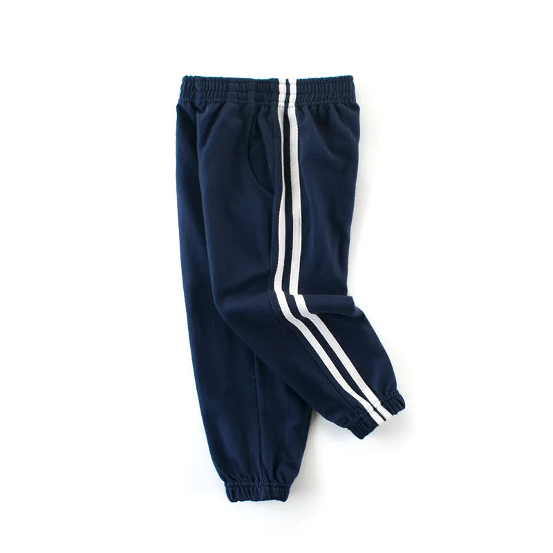 Toddler Kid Baby Boys Girls Clothes Cotton Striped Pants Casual Plain Loose Bottom Infant