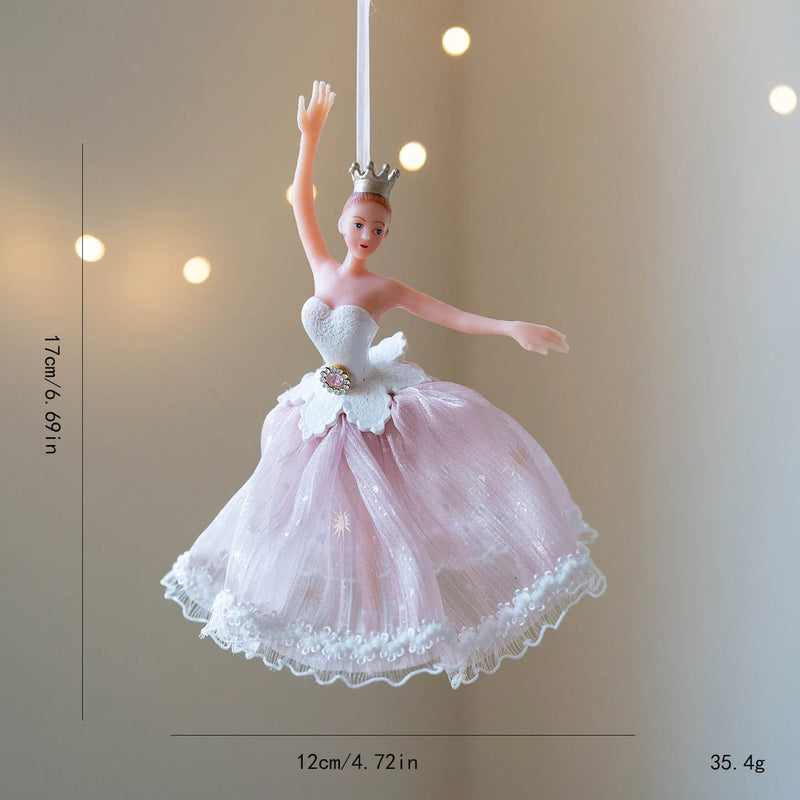 Decorative ornament of a ballerina in a pink dress with measurements on a neutral background, Obroi