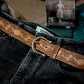 Genuine Leather Men's Belt Luxury Designer Strap Engraving Pure Copper Buckle Classic Retro Jeans Soft Belt