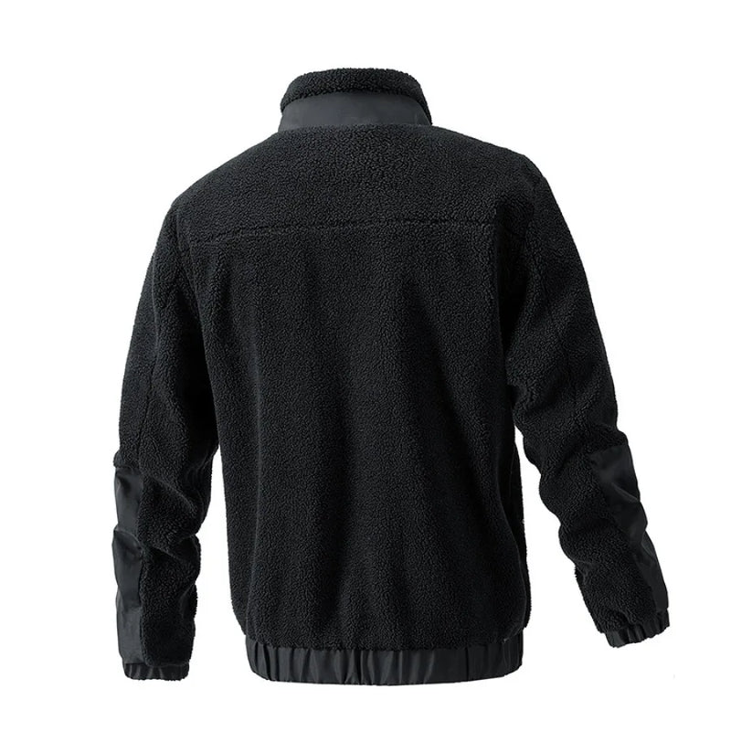 Autumn Winter New Lamb Fleece Coats Men's Stand Collar Thicker Warm Jackets Cardigan Outdoor Sport Casual Jacket for Men