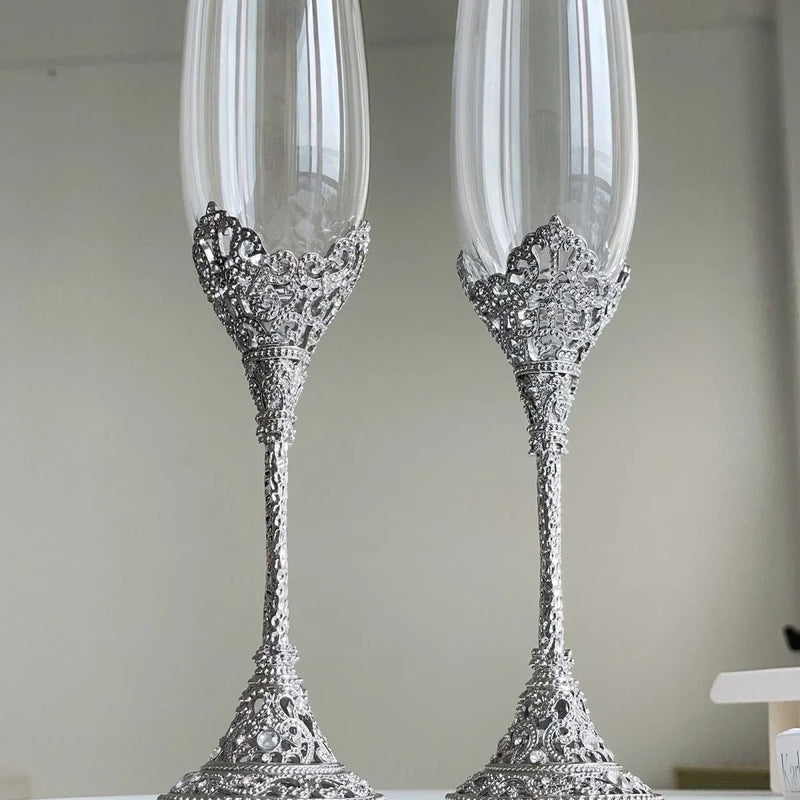 High Foot Crystal Red Creative Home Glassware High Beauty Light Luxury Awakening Cup Set Box