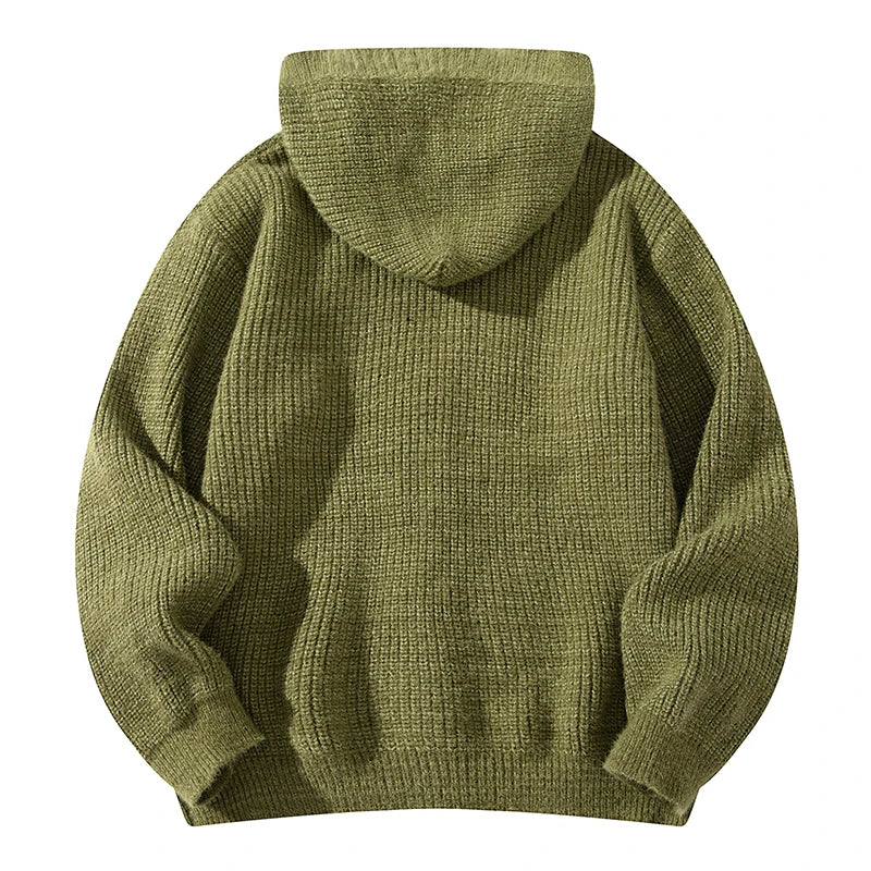 Autumn Winter Men's Cardigan Sweater Coat Fabric Crisp Shape Handsome Trend Hooded Sweater