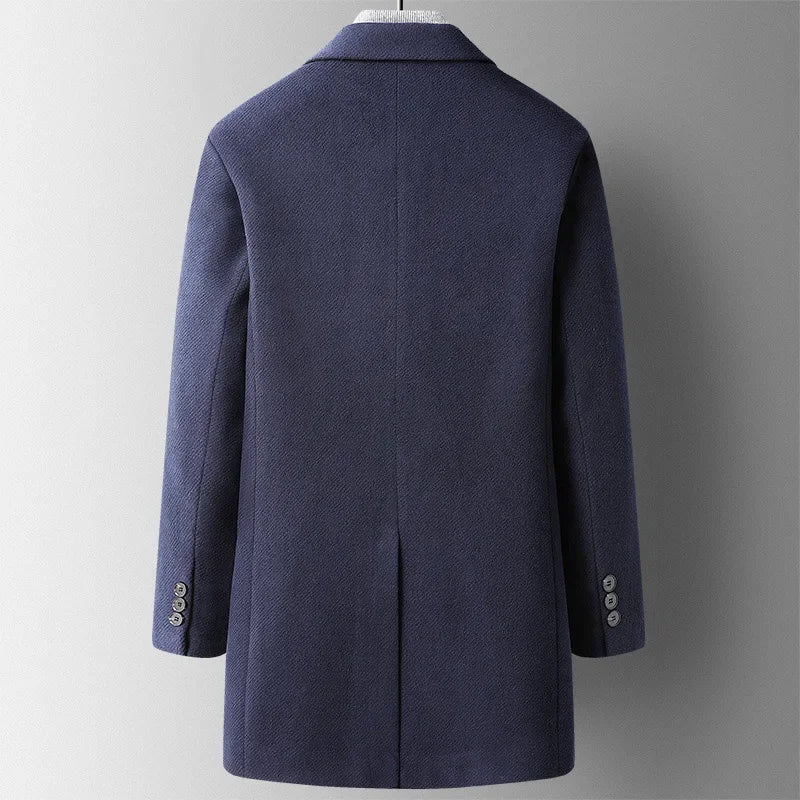 Men Autumn Winter Wool Blazer Long Jacket Slim Fit Thick Outwear Casual Woolen Coat Windbreaker