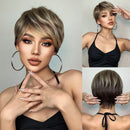 Short Brown Dark Wigs Black Natural Fluffy Pixie Cut Wig for Black Women Wig Heat Resistant Wigs