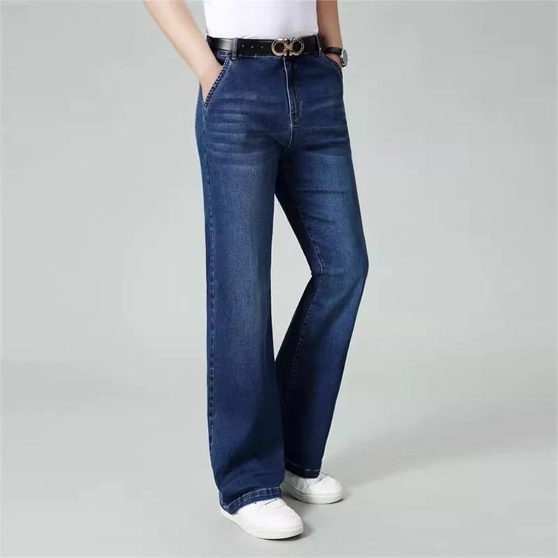 Men's Straight Leg Jeans High Waisted Thin Loose Casual Pants