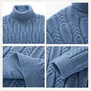 Turtleneck Jacquard Sweater Men Vintage Warm Solid Pullover Warm Pull Marque Luxe Sweater