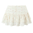 Girl Floral Layer Cake Mini Skirt Women Pleated Low Waist A-line Holiday Summer Skirts