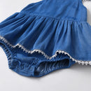 Two Piece Summer Newborn Denim Baby Girl Triangle Sleeveless Khat Hat Princess Summer