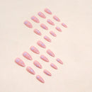 Gold Foil Decor Pink Almond False Nails for Manicure Lovers and Beauty Bloggers