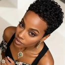 Woman with stylish black hair wearing earrings and a necklace against a neutral background, Obroi