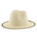 Vacation Beach Trip Striped Hollow Woven Flat Edge Straw Women Summer Sun Shading Couple Hat