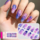 16Tips Shimmer Gradient Marble Gel Nail Wraps No-Bake Semi-Cured Glossy Nail Stickers Full Cover Adhesive Stickers for Nails Art