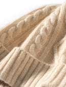 Winter Cable Cashmere Beanie Caps Thick Knit Hat Ribs Warm Women Soft Wool Autumn Skullies Real Guaranteed