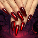 Halloween Scarlet Red Halo Dyeing Fake Nails Pumpkin Skeleton Detachable Finished False Nails Press on Nails