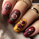 24pcs Press on Nails Art Short Square False Nail Set Flower Fake Nails Tip with Jelly Glue Manicure