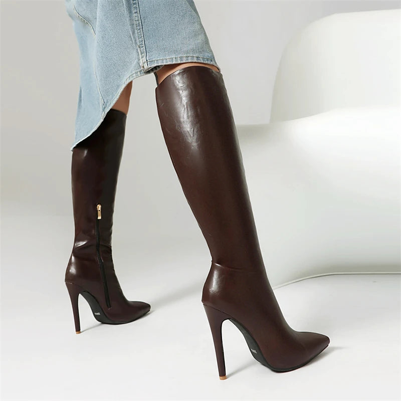 Women's Knee High Boots Winter Shoes  Heeled Long Boot Ladies Footwear