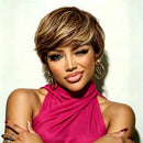 Pixie Cut Human Hair Wig With Side Bangs Short Layered Wig For Daily Wear