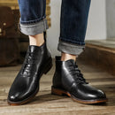Retro Ankle Boots For Men Genuine Leather Shoes Elegant Lace Up Footwear