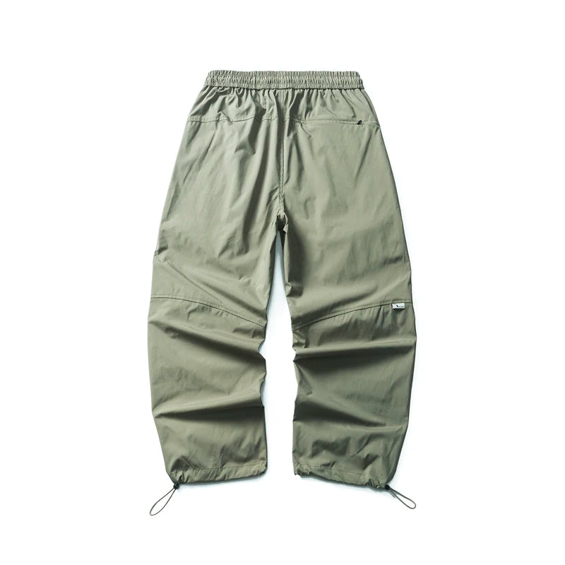 Men Waterproof Pleated Outdoor Loose Casual Cargo Pant Wide Leg Sport Trousers