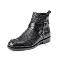 Men Luxury Leather Boots Buckle Design Formal Genuine Alligator Work Safety Shoes Dress Ankle Boots