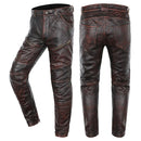Real Leather Pants Men's Motorcycle Riding Windproof Trousers Genuine Thick Biker's Pants