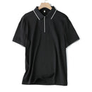 Men Polo Shirt Silk Cotton Blend Short Sleeve Chic Smart Casual T Shirts Spring Summer Top