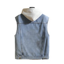 Men Spring Summer Autumn Denim Vest Jacket Leisure Hooded Vests Coat Waistcoat
