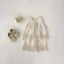 Summer Baby Clothes Set Infant Cute Lace Vest Pants Girls Embroidered Flowers Outfit